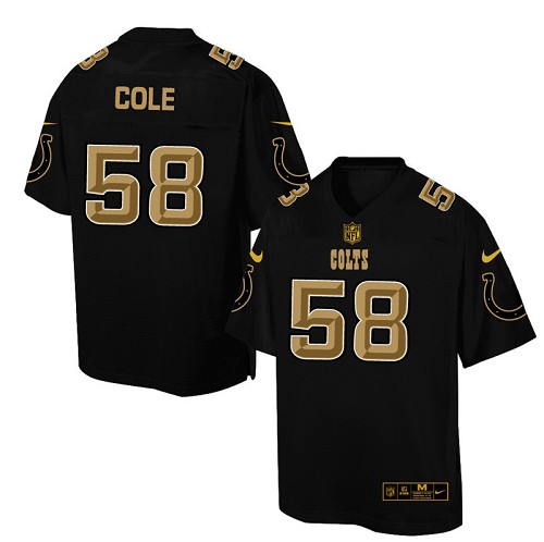 Men's Elite Trent Cole Nike Jersey Black - #58 Pro Line Gold Collection NFL Indianapolis Colts